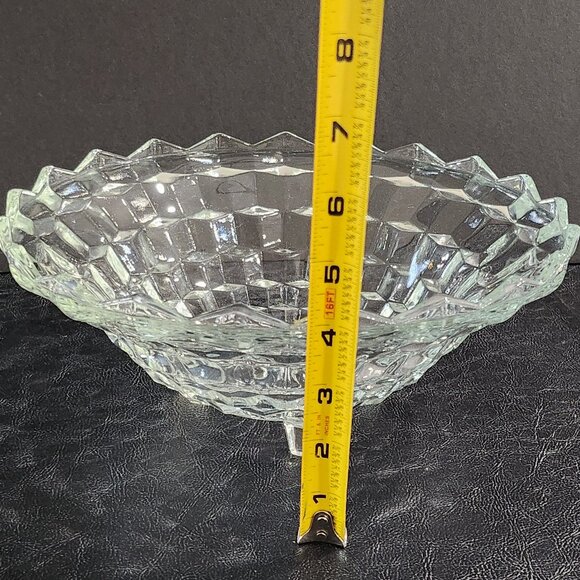Vintage Indiana Glass Whitehall Cubist Design 3 Footed 10" Serving Bowl - Picture 7 of 10